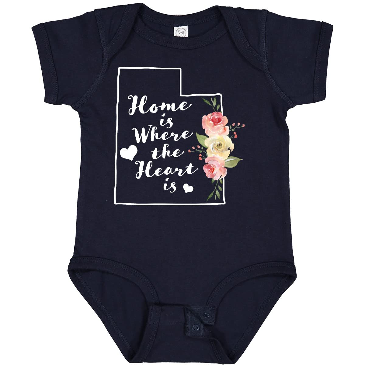 Inktastic Utah Home is Where The Heart is Watercolor Floral Baby Bodysuit - Soft Cotton Onesie for Newborns, Infants & Toddlers - Perfect for Family Photos, Holidays & Everyday Wear