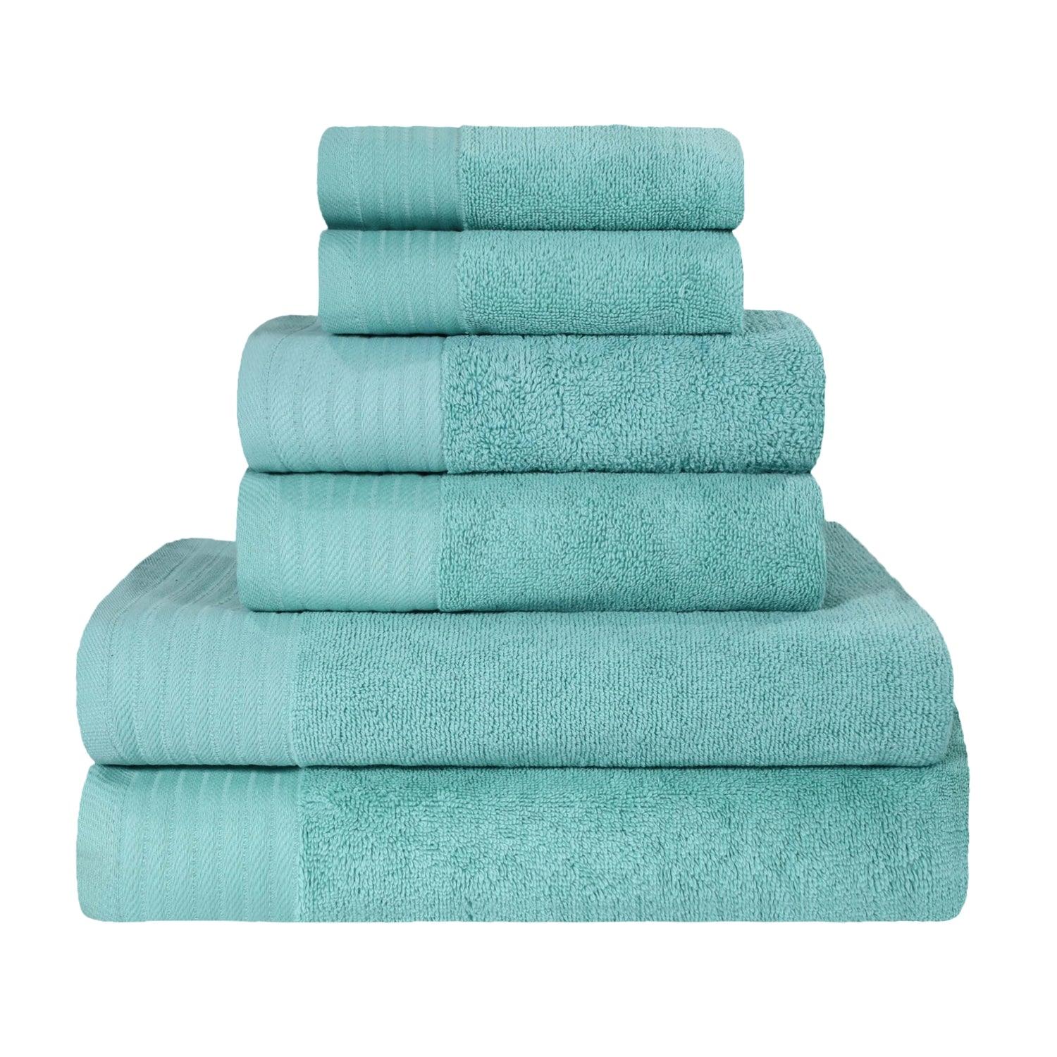 Premium 6-Piece Turkish Cotton Herringbone Bath Towel Set - Ultra Soft & Absorbent - Luxury Bath, Spa & Guest Towels for Home & Hotel Use
