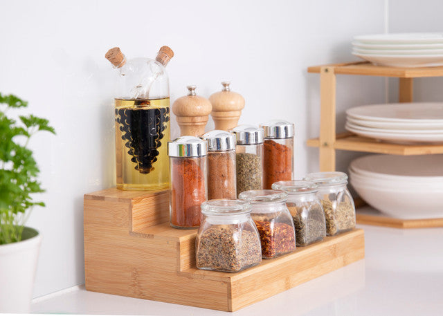 3-Tier Bamboo Shelf Organizer - Space-Saving Storage for Kitchen, Bathroom & Office - Perfect for Spices, Toiletries & Office Supplies