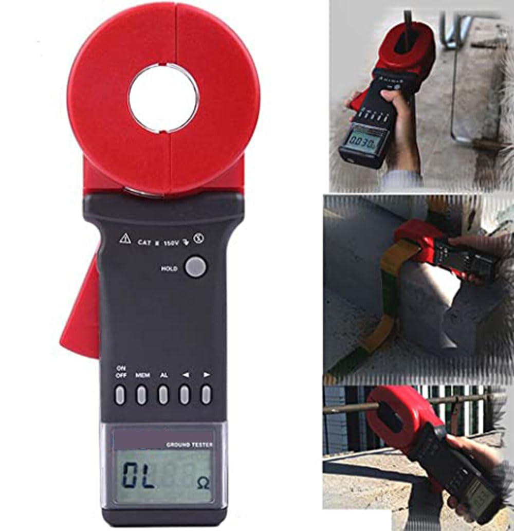 Digital Clamp Ground Resistance Tester Meter - 0.01 to 200Ω Range, LCD Display - for Electrical System Testing, Industrial Maintenance & Solar Panel Installation