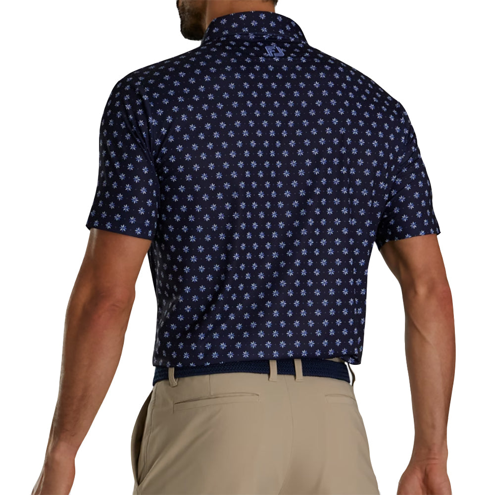 FootJoy Men's Navy Floral Print Golf Polo Shirt - Breathable, Moisture-Wicking Performance Top for Golf & Casual Wear
