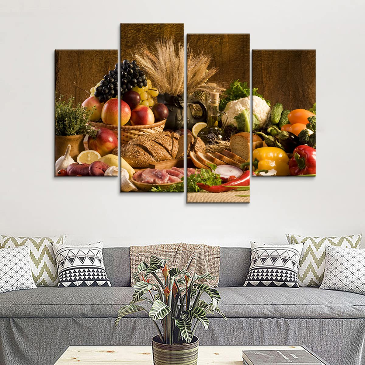 4-Piece Kitchen Wall Art Set - Modern Food & Fruit Prints for Kitchen & Dining Room Decor - 48