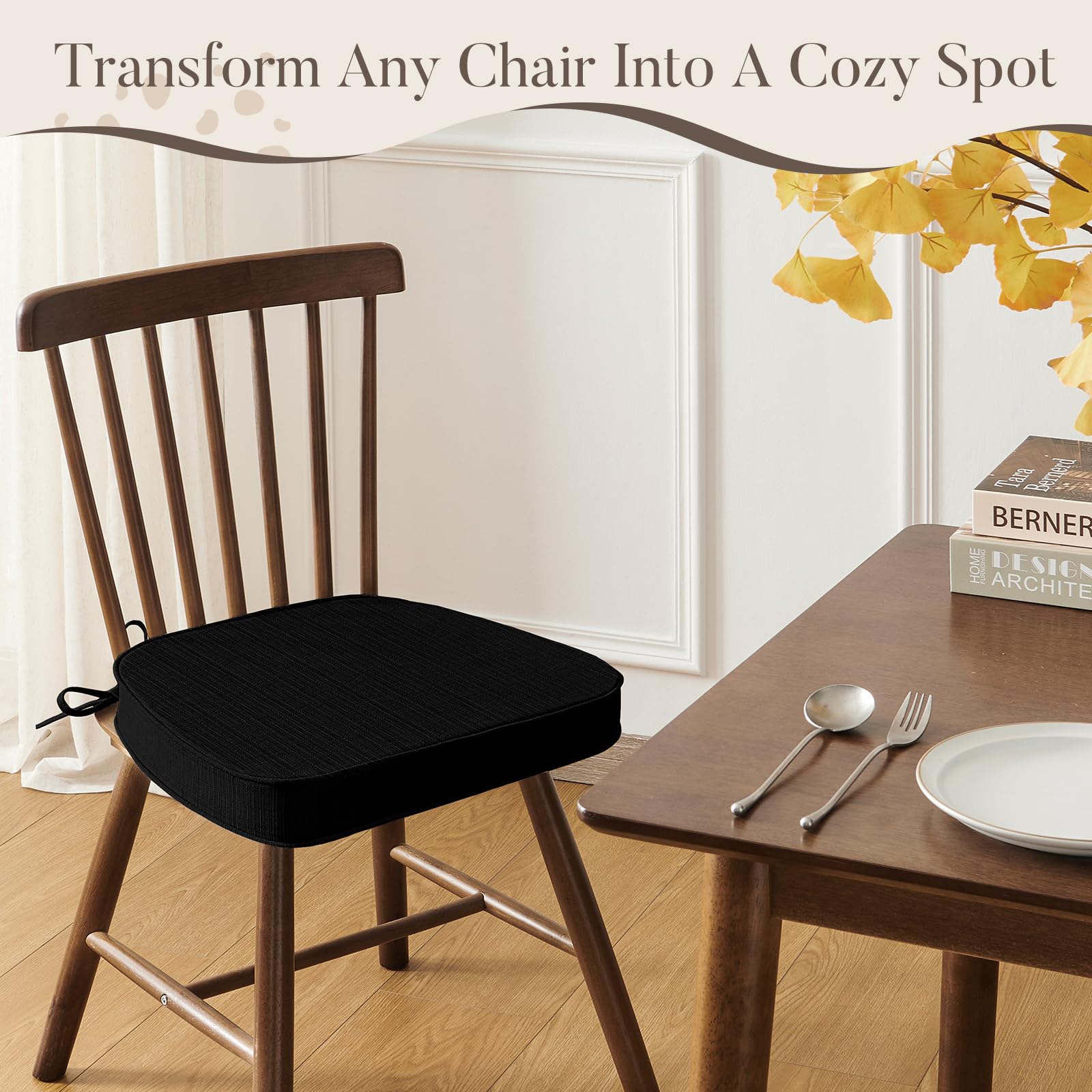 Premium D-Shaped Dining Chair Cushions Set of 6 - 2.5