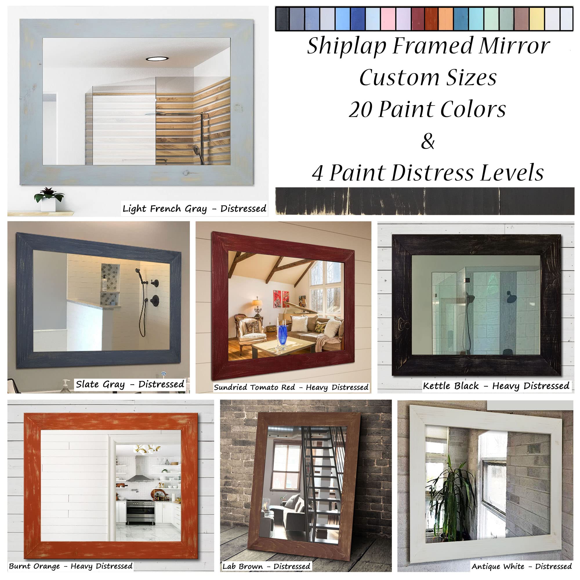 Rustic Wood Framed Wall Mirror - 20