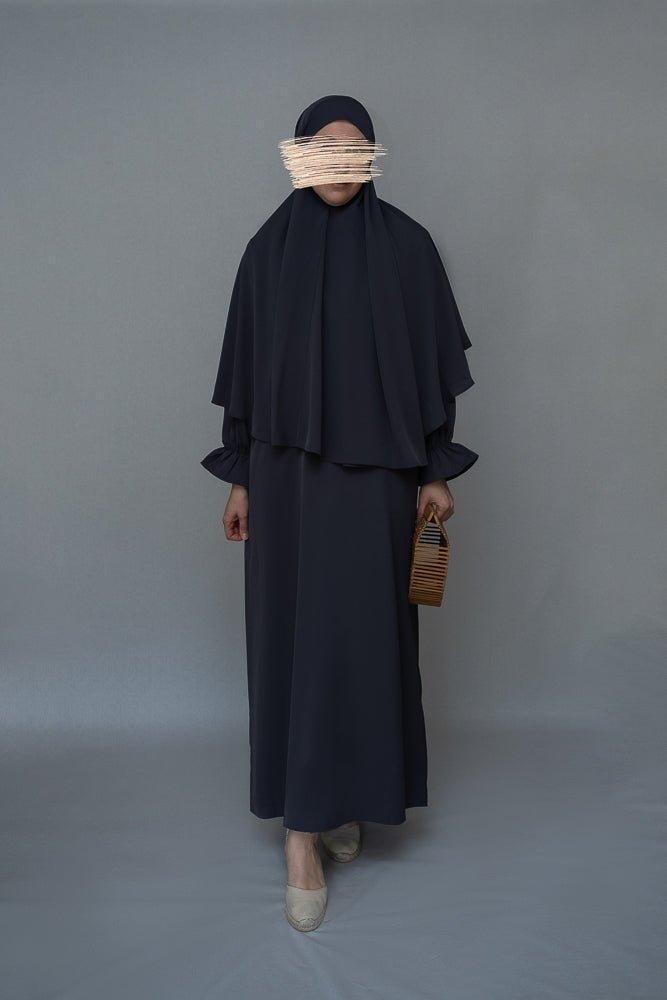 Barakaa Women's Prayer Dress & Umrah Hajj Set - Grey Islamic Modest Outfit for Prayer, Mosque & Religious Ceremonies