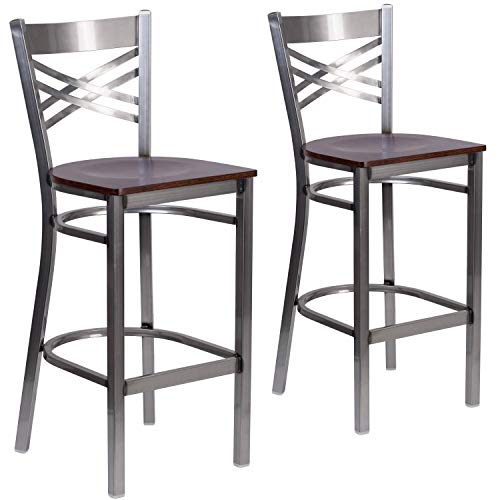 Walnut Wood Seat/Clear Coated Metal Frame