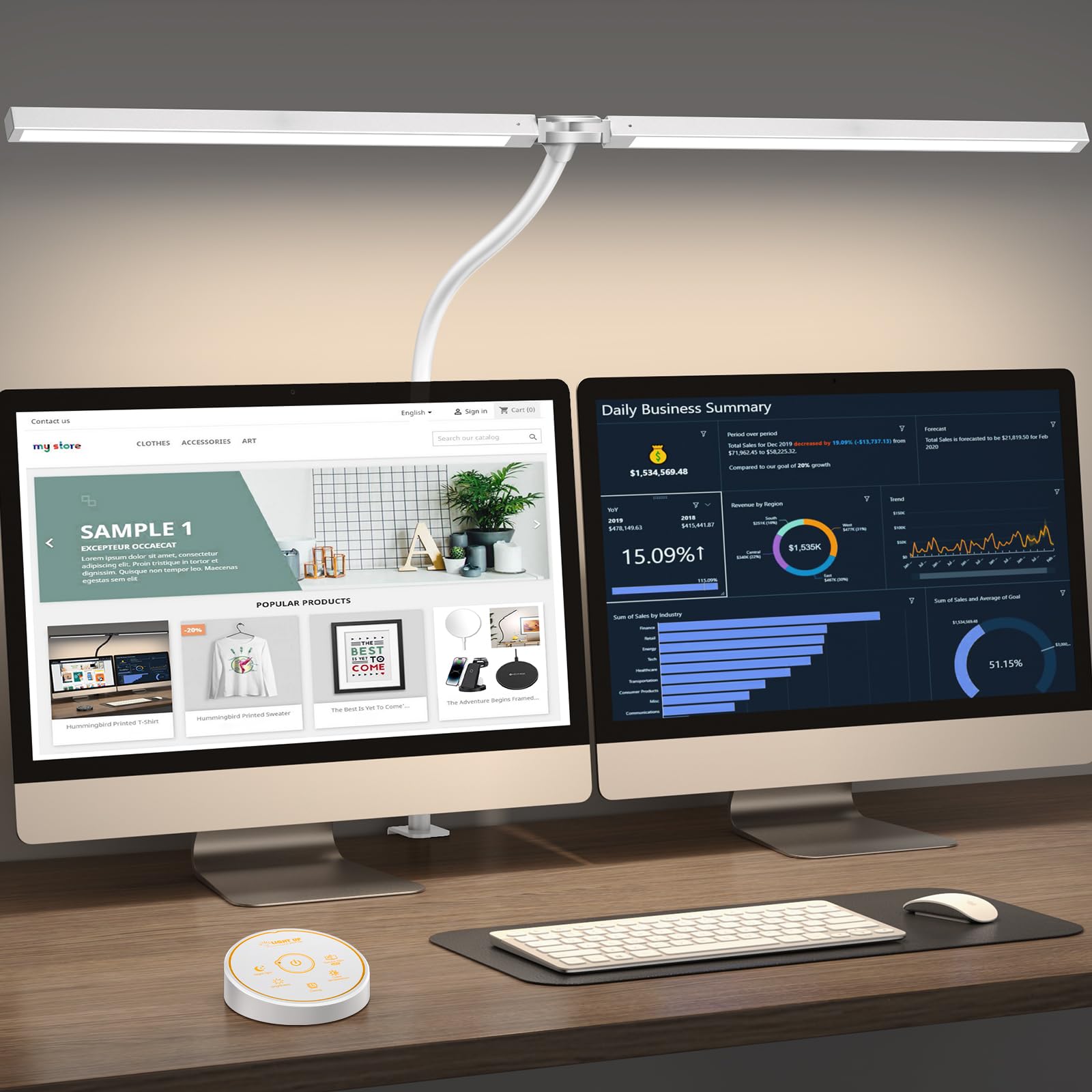 24W LED Desk Lamp with Clamp - 5 Color Adjustable Gooseneck Architect Lamp for Office, Home & Study | Eye-Caring Smart Light for Dual Monitor Setup, Reading & Work | Flexible Lighting Solution for Computer Desks, Nightstands & Workspaces