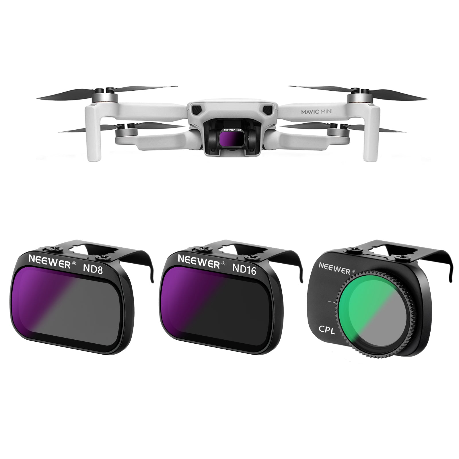 NEEWER FL DM 3-Pack ND Filter Set for DJI Mavic Mini/Mini 2/Mini SE/Mini 2SE - Professional Aerial Photography Accessories for Cinematic Drone Shots in Bright Sunlight
