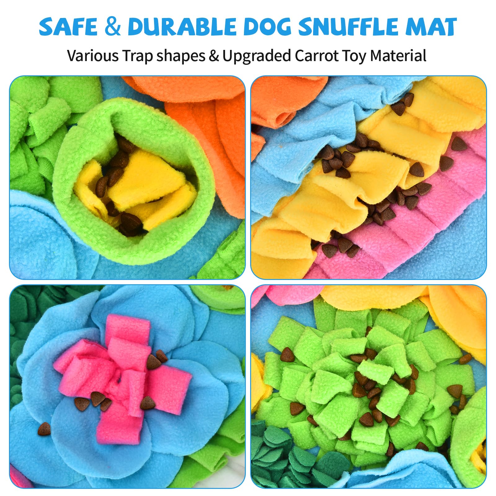Interactive Snuffle Mat for Dogs & Small Pets - Slow Feeding Puzzle Toy for Cats, Rabbits - Treat Dispenser for Training, Stress Relief & Mental Stimulation - Perfect for Boredom Busters & Anxiety Relief (Blue)