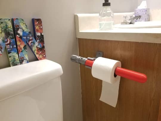 Star Wars Darth Vader Red Lightsaber Toilet Paper Holder - Unique Bathroom Decor for Sci-Fi Fans & Star Wars Enthusiasts - Perfect for Themed Bathrooms, Gag Gifts, and Movie Lovers