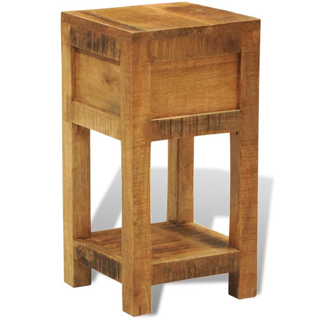 SKM Solid Mango Wood Nightstand with 1 Drawer - Bedside Table for Bedroom, Living Room & Office Furniture