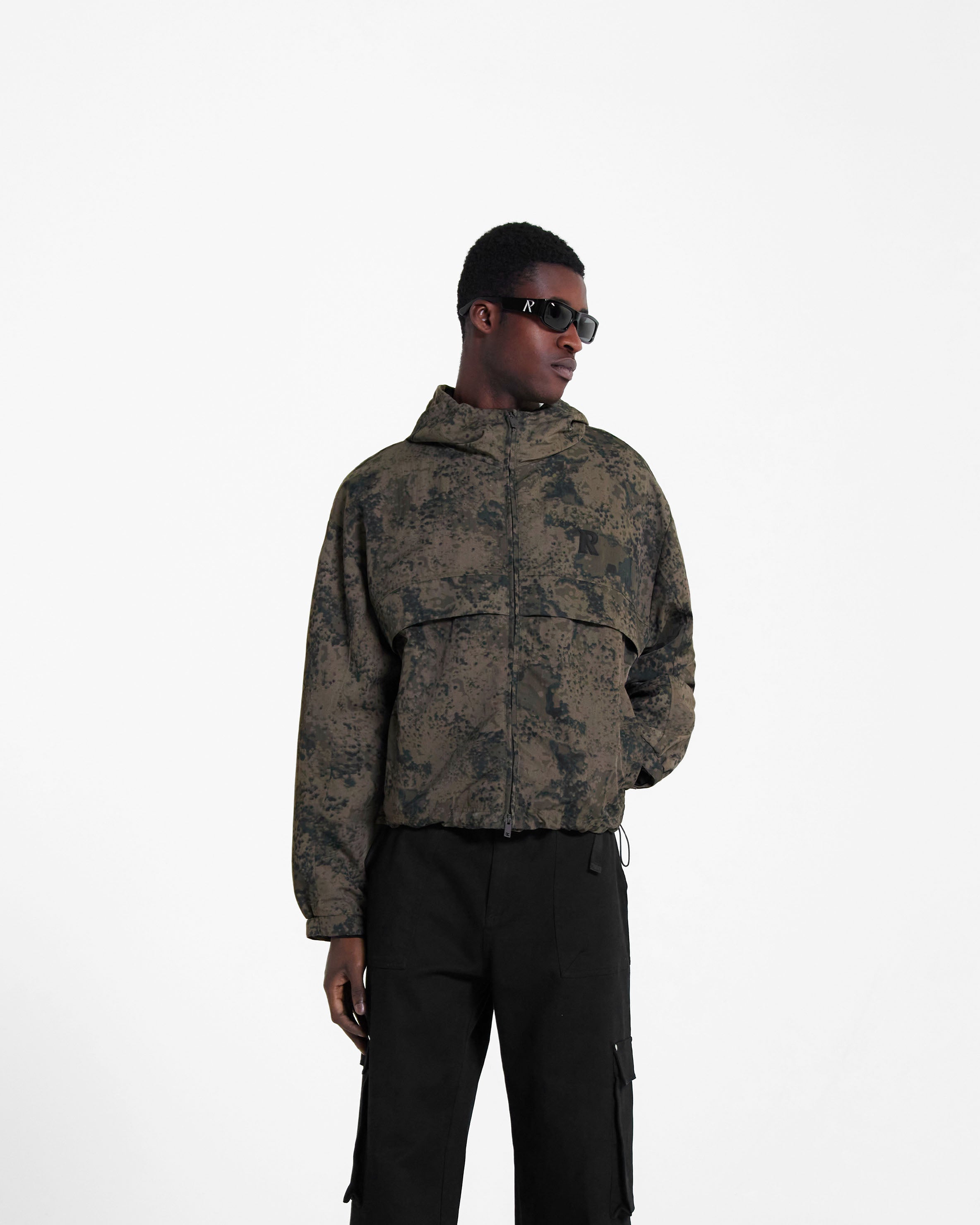 Men's Camo Hooded Track Jacket - Lightweight Athletic Zip Up Jacket for Running, Gym & Outdoor Sports