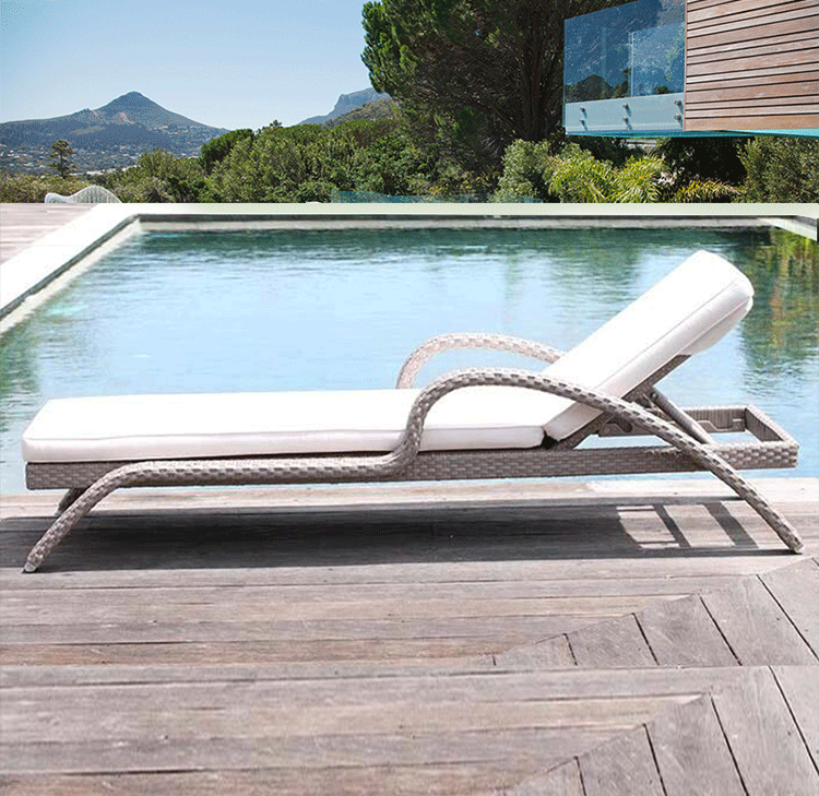 Premium Sun Lounger No.10 - Adjustable Outdoor Reclining Chair with Cushion - Perfect for Poolside, Beach, Patio & Backyard Relaxation