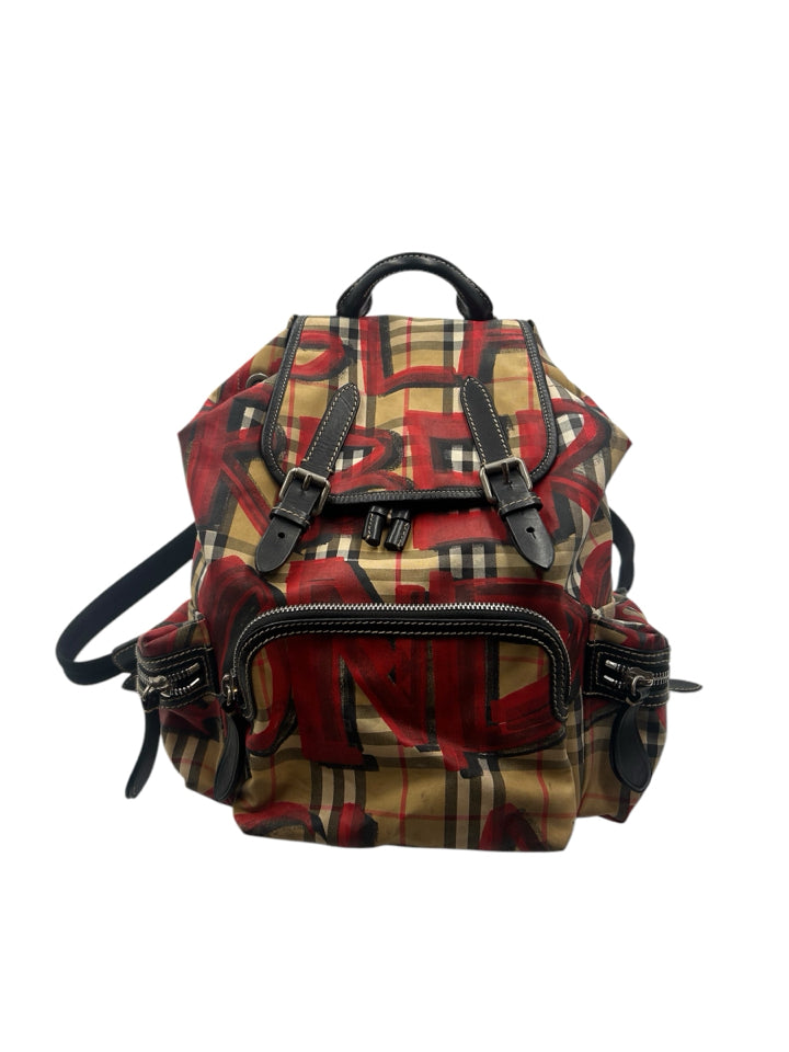 Burberry Graffiti Vintage Check Medium Backpack for Women & Men - Stylish Designer Laptop Bag for Work, Travel & School - Waterproof & Durable Luxury Backpack