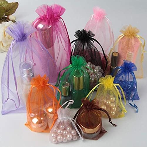 50 Pcs 6x15 Inch Black Organza Drawstring Bags - Wedding Favors, Jewelry Pouches, Candy Gift Bags for Party, Bridal Shower, Birthday & Baby Shower Gifts