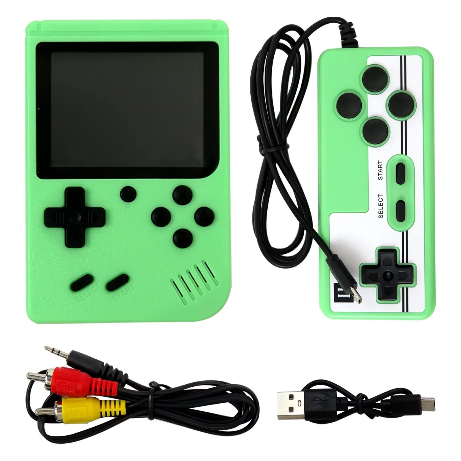 Retro Handheld Game Console - 800 in 1 Built-in Games, Portable Mini Gameboy for Kids & Adults, TV Connection & 2-Player Mode, Perfect Gift for Travel, Parties & Family Game Nights (Green)