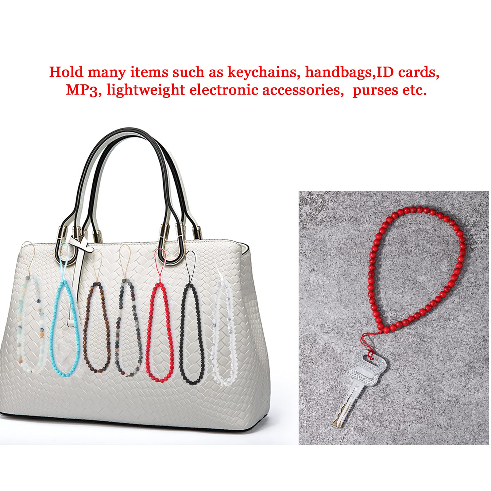 Handmade Natural Gemstone Phone Lanyard - Semi-Precious Beaded Wrist Strap & Phone Charm | Perfect for Smartphones, Keys, ID Badges & Gift Giving