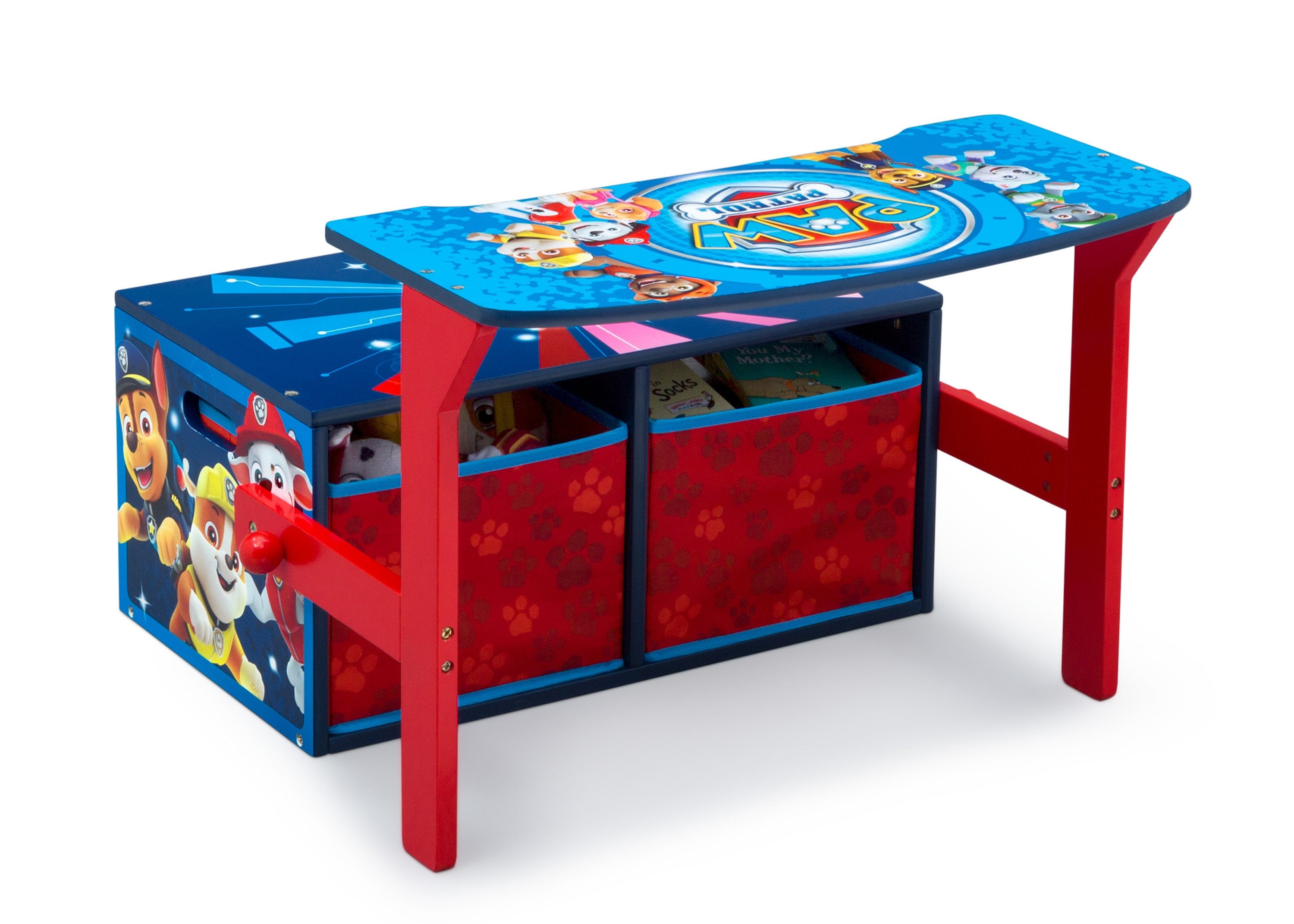 PAW Patrol Activity Bench - Kids Wooden Play Table with Storage, Learning Toy for Toddlers & Preschoolers - Perfect for Playroom, Classroom & Daycare Activities