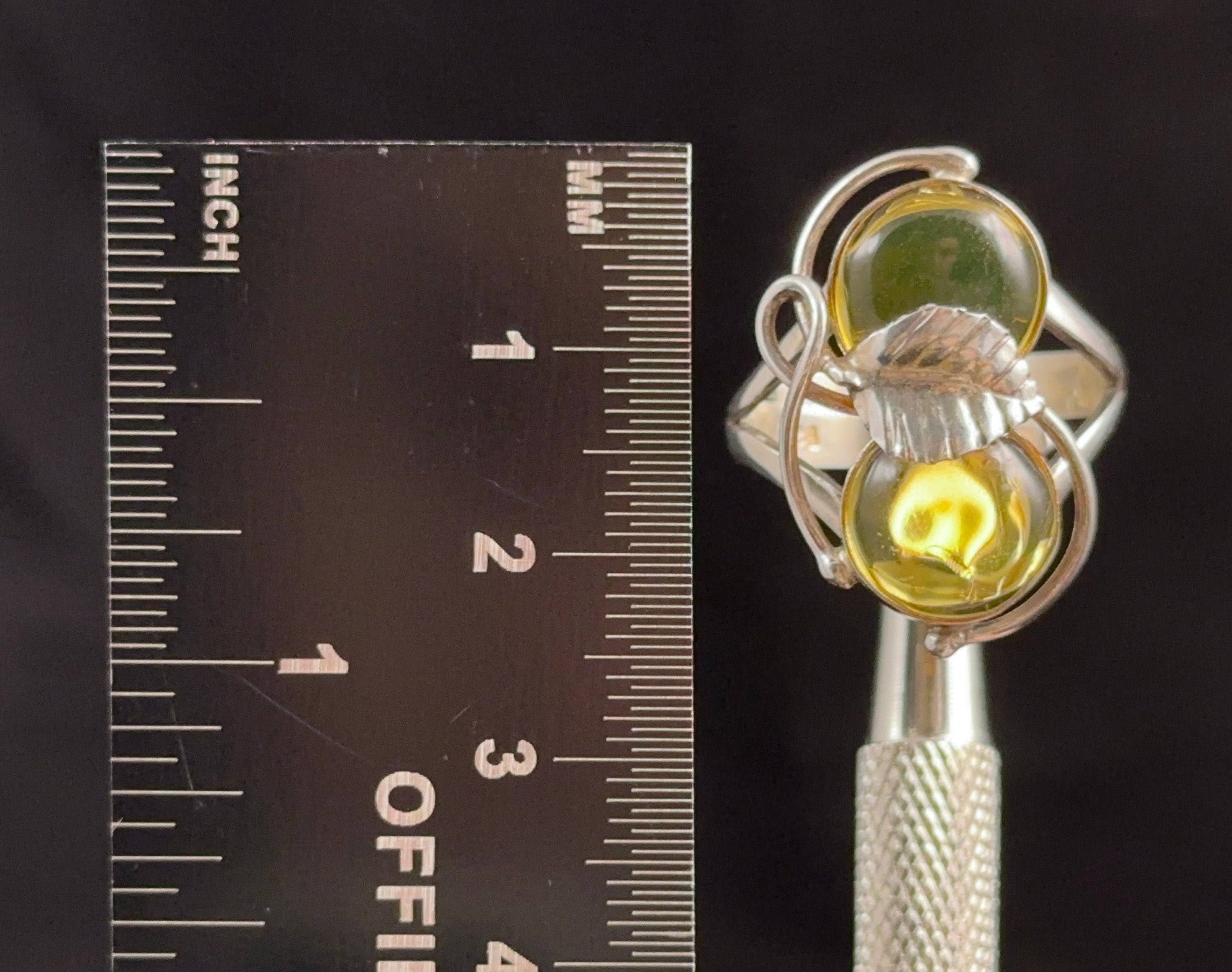 Genuine Sterling Silver Adjustable Amber Ring with Polished Center Stone – Handmade Jewelry for Women, Perfect for Gifts, Weddings & Everyday Wear