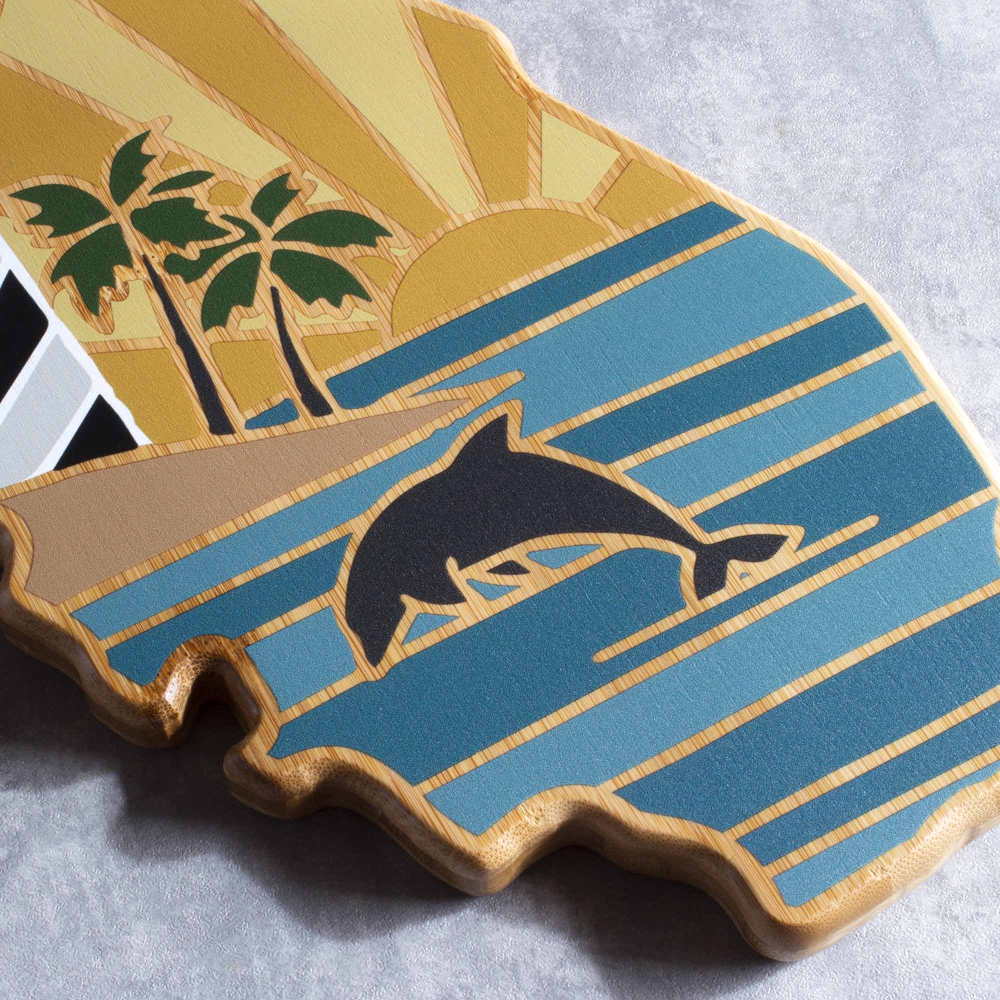 Florida Handcrafted Wooden Cutting Board with Summer Stokes Artwork - Perfect for Kitchen Prep, Charcuterie Boards & Home Decor Gifts
