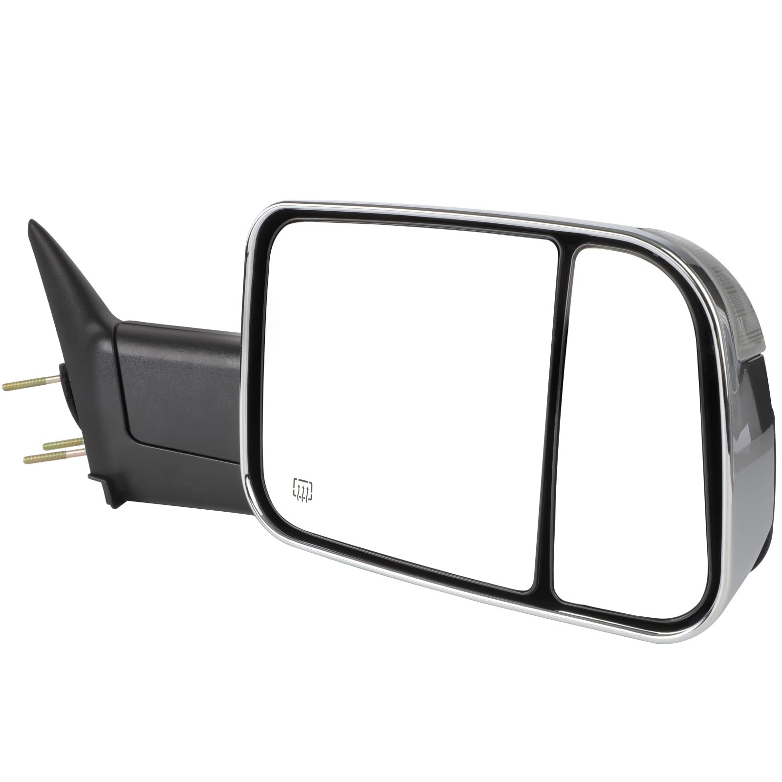 1998-2001 Dodge Ram 1500/2500/3500 Truck Towing Mirrors - Power Heated Side Mirrors with Turn Signal & Chrome Cap (Pair) - Perfect for Towing, Highway Driving & Night Visibility