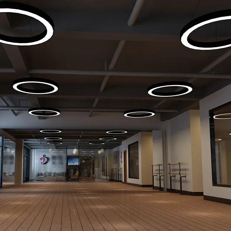 Modern Black LED Ring Pendant Light - Sleek Contemporary Ceiling Lighting for Dining Room, Kitchen, or Living Room Decor