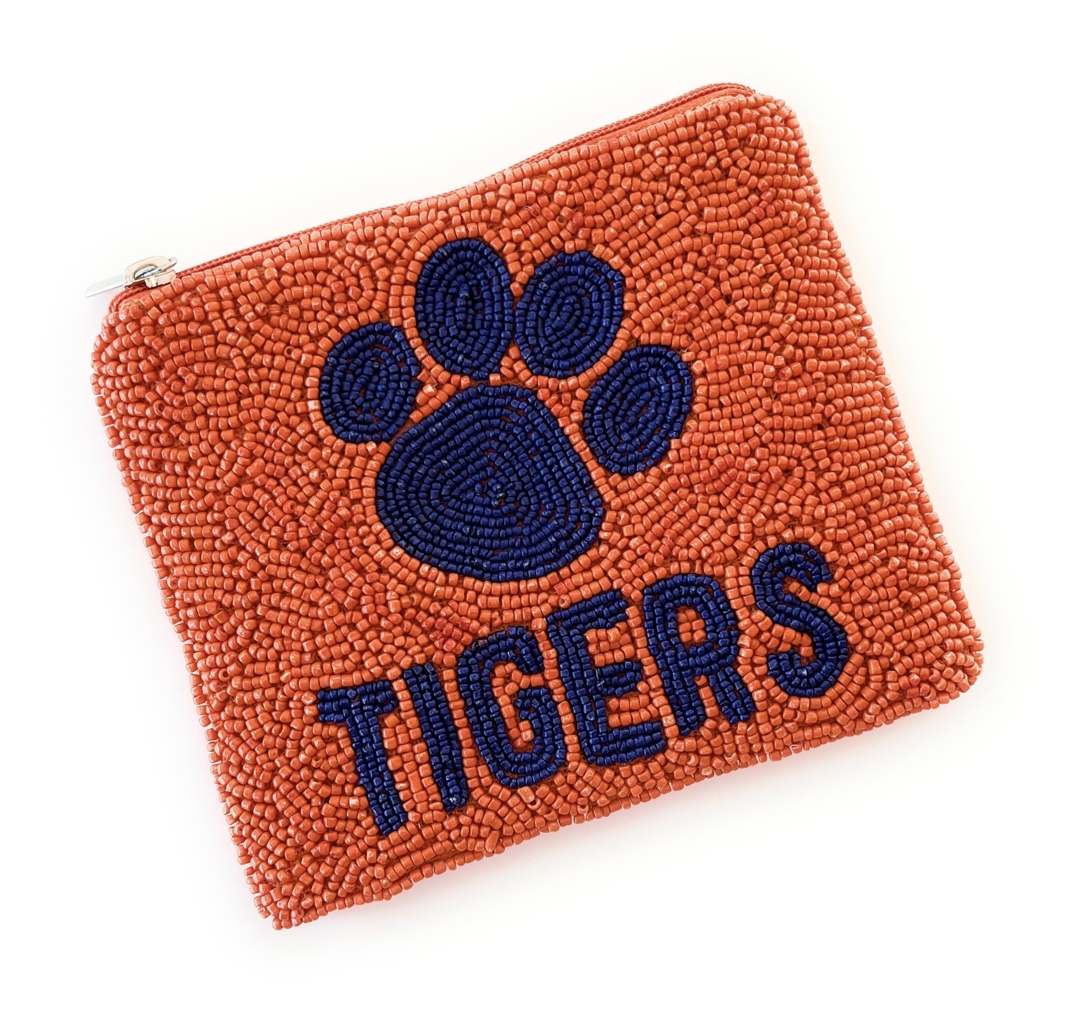 Beaded Coin Pouch Purse - Orange & Blue Small Wallet for Change, Cash & Gift Cards | Perfect for Birthday Gifts, Travel Accessories & Everyday Use