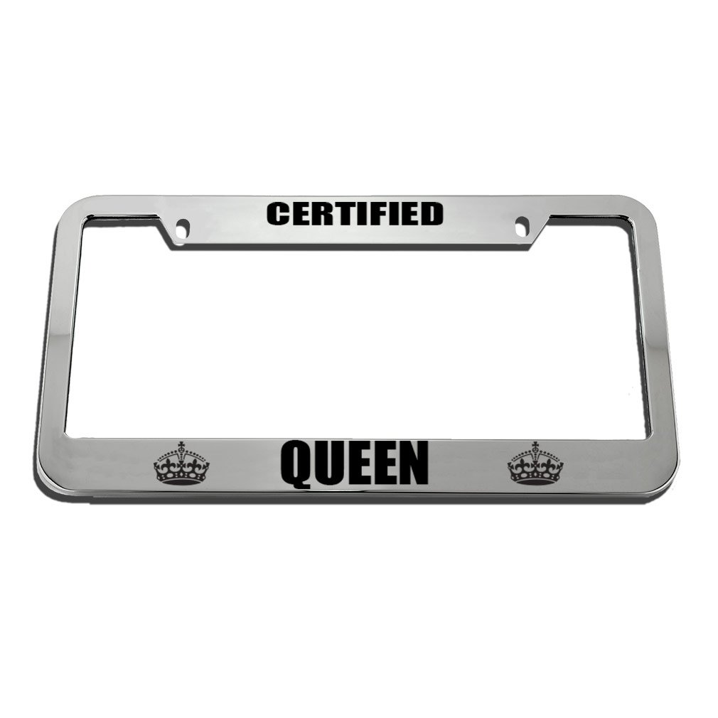 Speedy Pros Certified Queen License Plate Frame - Durable Metal Tag Holder for Cars & Trucks - Perfect for Customization & Personalization
