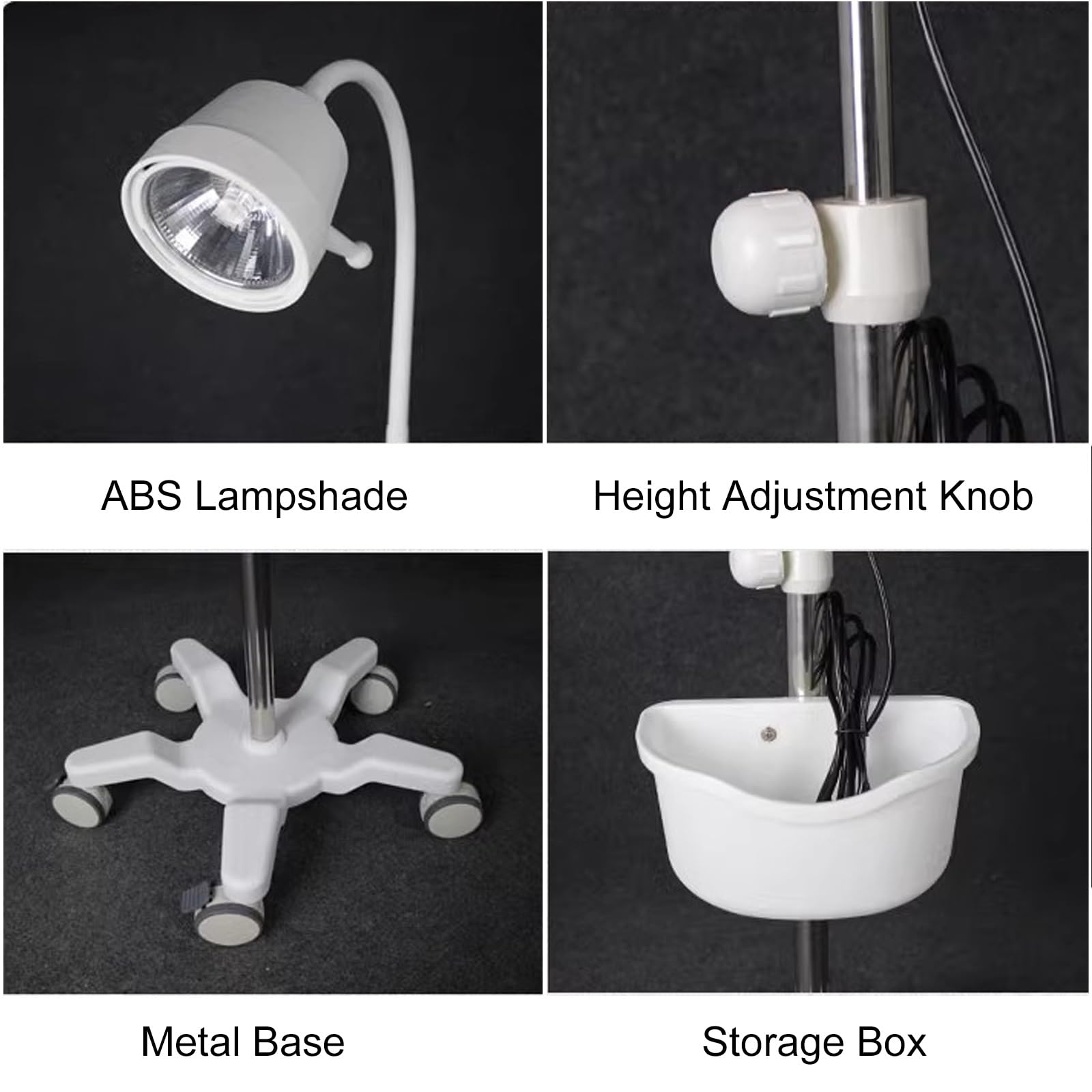 LED Surgical Examination Light - 360° Rotating Gooseneck Medical Lamp for Dental, Gynecological & Oral Procedures with Sturdy Base & 5 Silent Wheels - Perfect for Hospitals, Clinics & Emergency Rooms