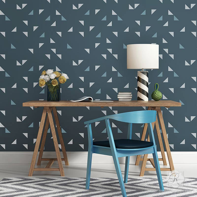 Aztec Triangles Wall Stencil - DIY Geometric Wall Art Decal for Home Decor | Perfect for Living Room, Bedroom, and Nursery Accent Walls