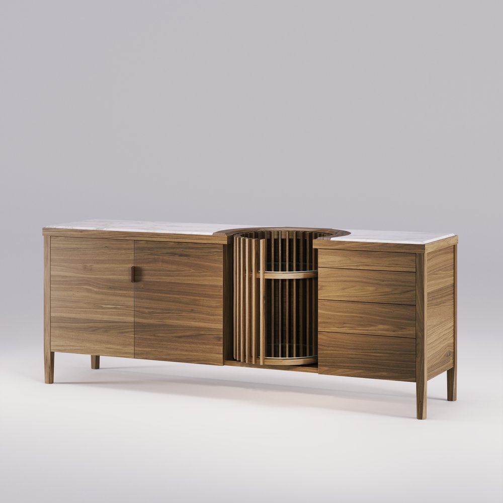 Modern CAROUSEL Sideboard Buffet Cabinet - Stylish Storage for Dining Room, Living Room & Entryway | Perfect for Organizing Dishes, Linens & Home Decor