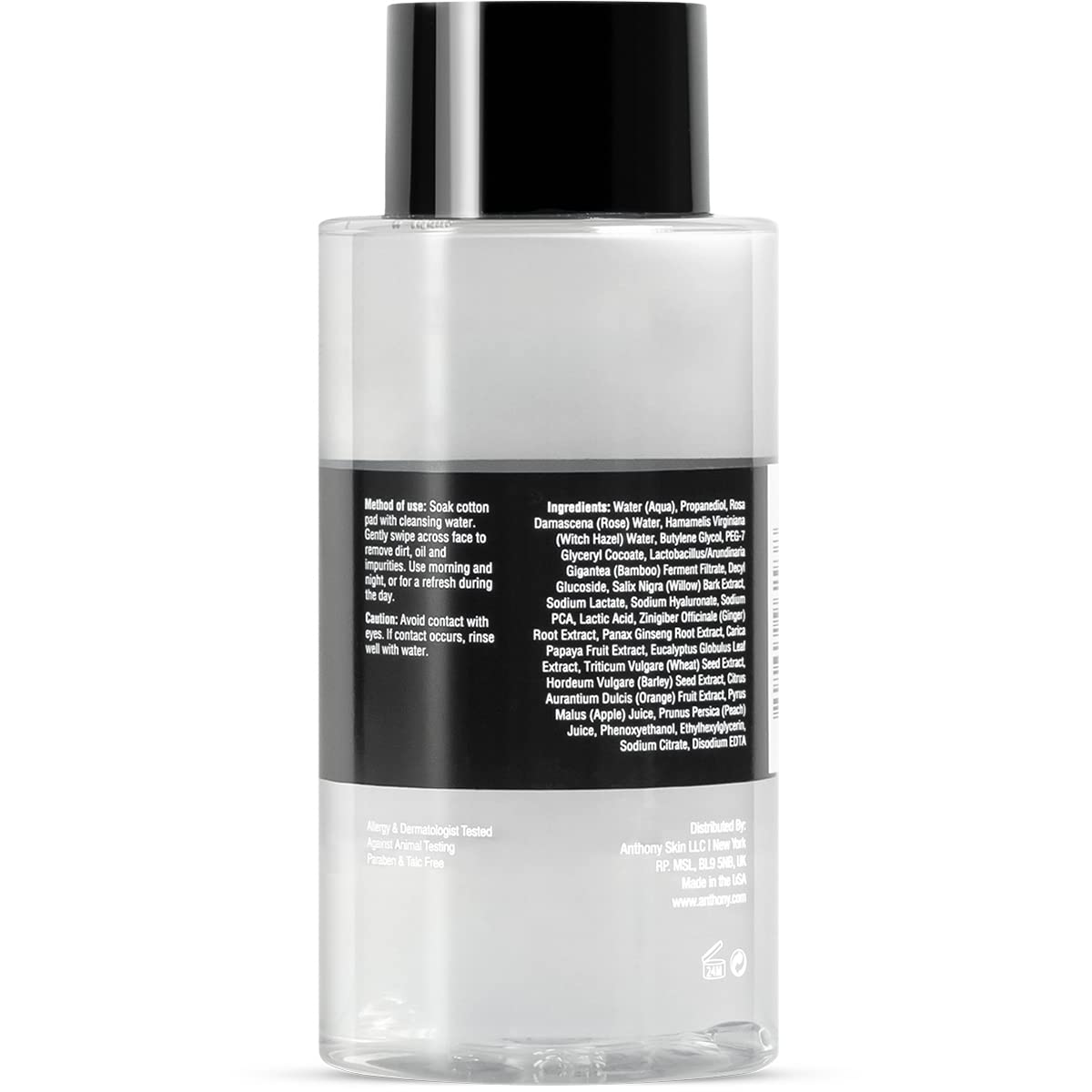 Anthony Witch Hazel Facial Toner with Rose Water – Hydrating & Soothing Alcohol-Free Toner for Men, Sodium PCA & Micelles to Remove Oil & Impurities, Refreshing Face Cleanser for Oily & Sensitive Skin (6.7 Fl Oz) – Perfect for Daily Skincare Routine & Post-Shave Soothing