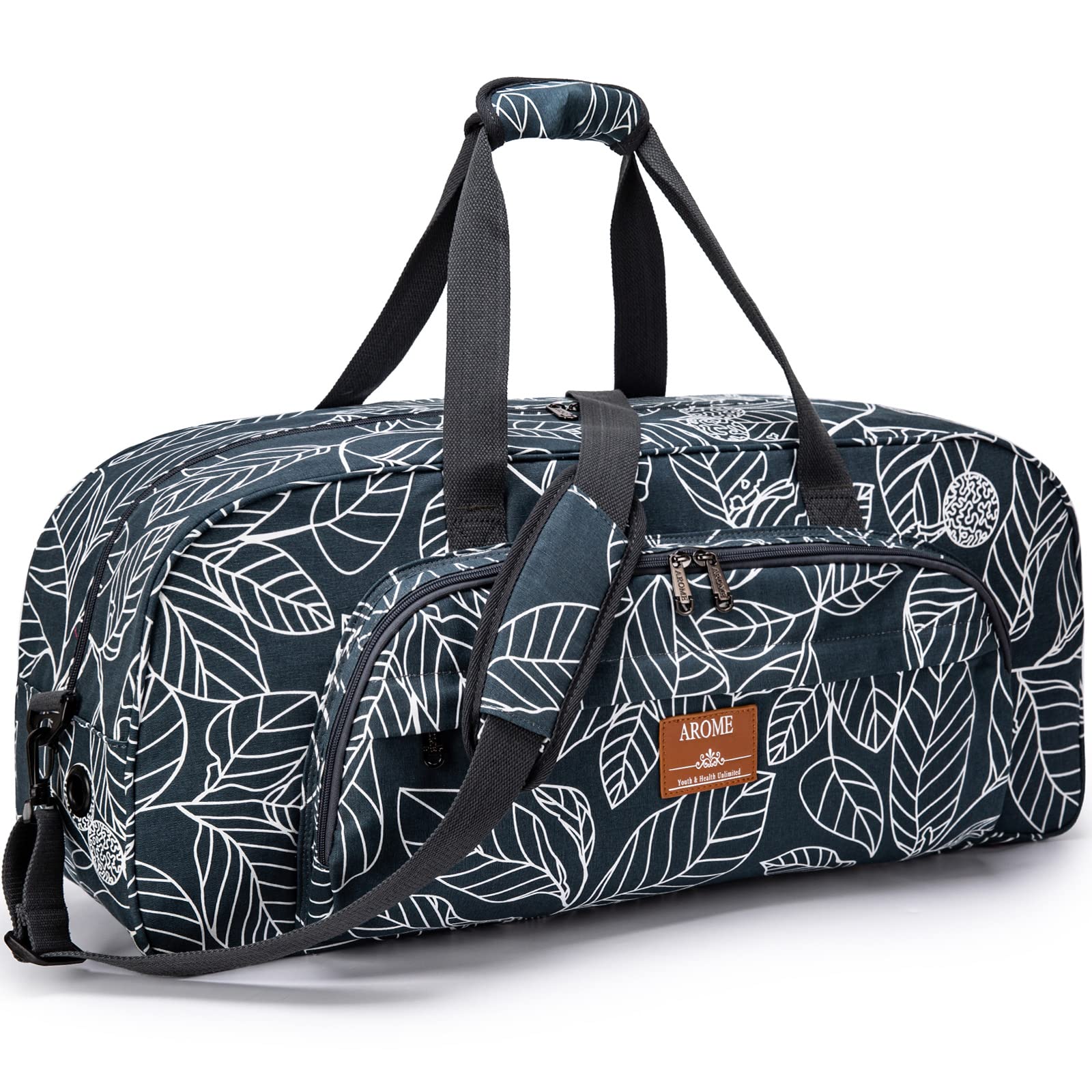 Premium Yoga Mat Bag for Women & Men - Large Canvas Gym Tote with Wet Pocket, Shoulder Strap & Mat Strap - Fits 1/4