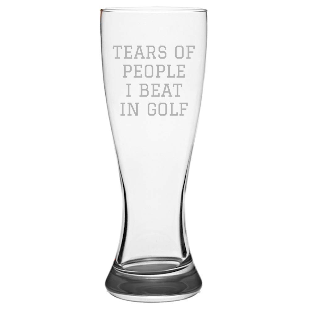 Funny Golf Beer Glass - Unique Golfer Gift Idea for Men & Women - Golf Player Present with 'Tears Of People I Beat In Golf' Design - 16oz Pilsner Glass for Beer Lovers - Perfect for Golf Tournaments, Father's Day & Birthday Parties