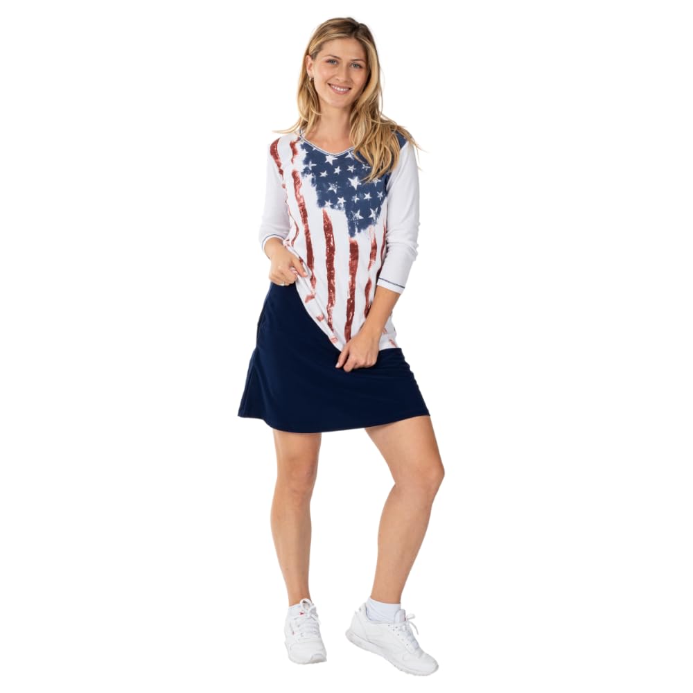 Women's American Flag Patriotic Shirts - 4th of July T-Shirts with Stars & Stripes Design | Perfect for Independence Day Celebrations, BBQ Parties & Summer Festivals