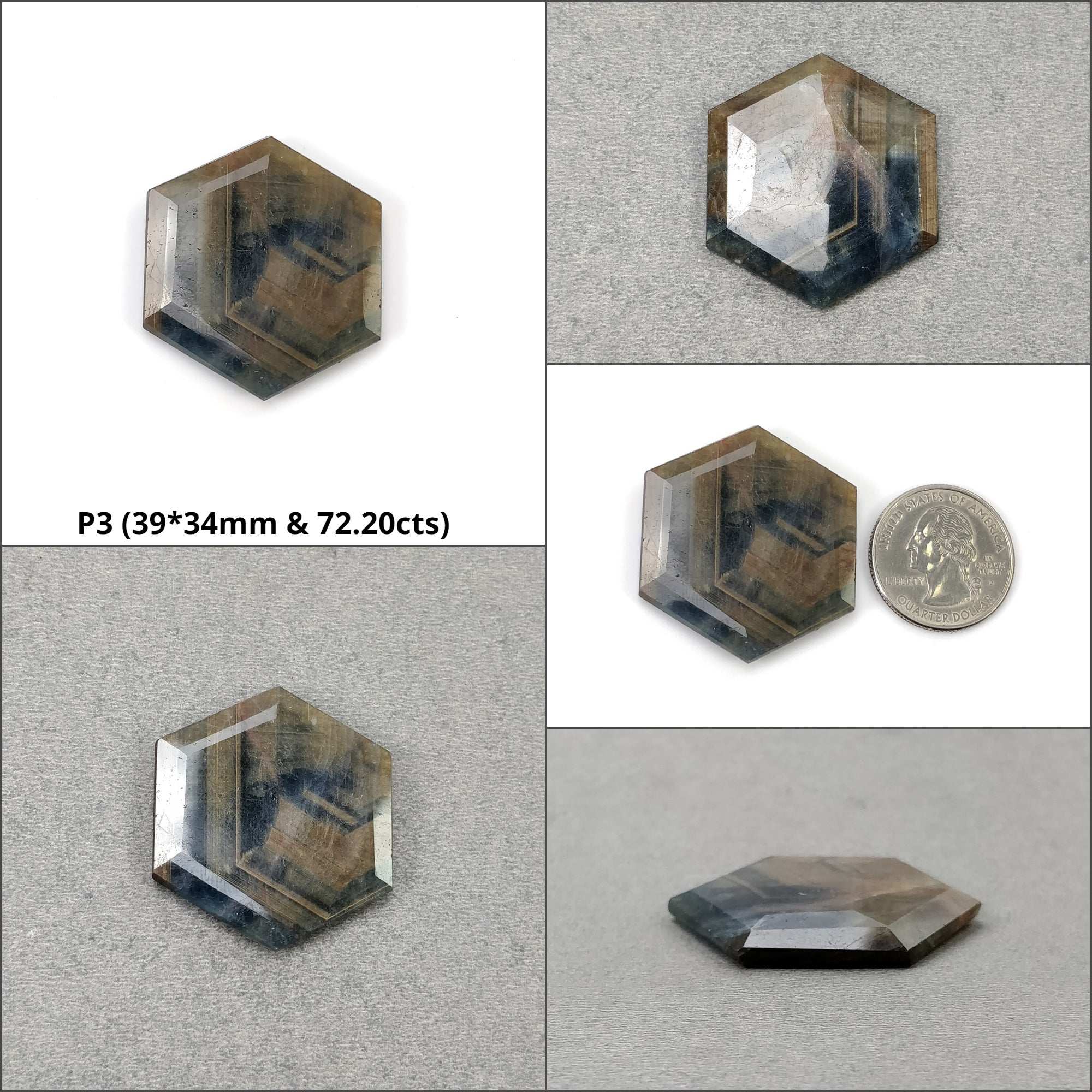 Natural Untreated Golden Brown Chocolate Blue Sheen Sapphire Gemstone - Hexagon Shape Normal Cut for Jewelry Making & Engagement Rings