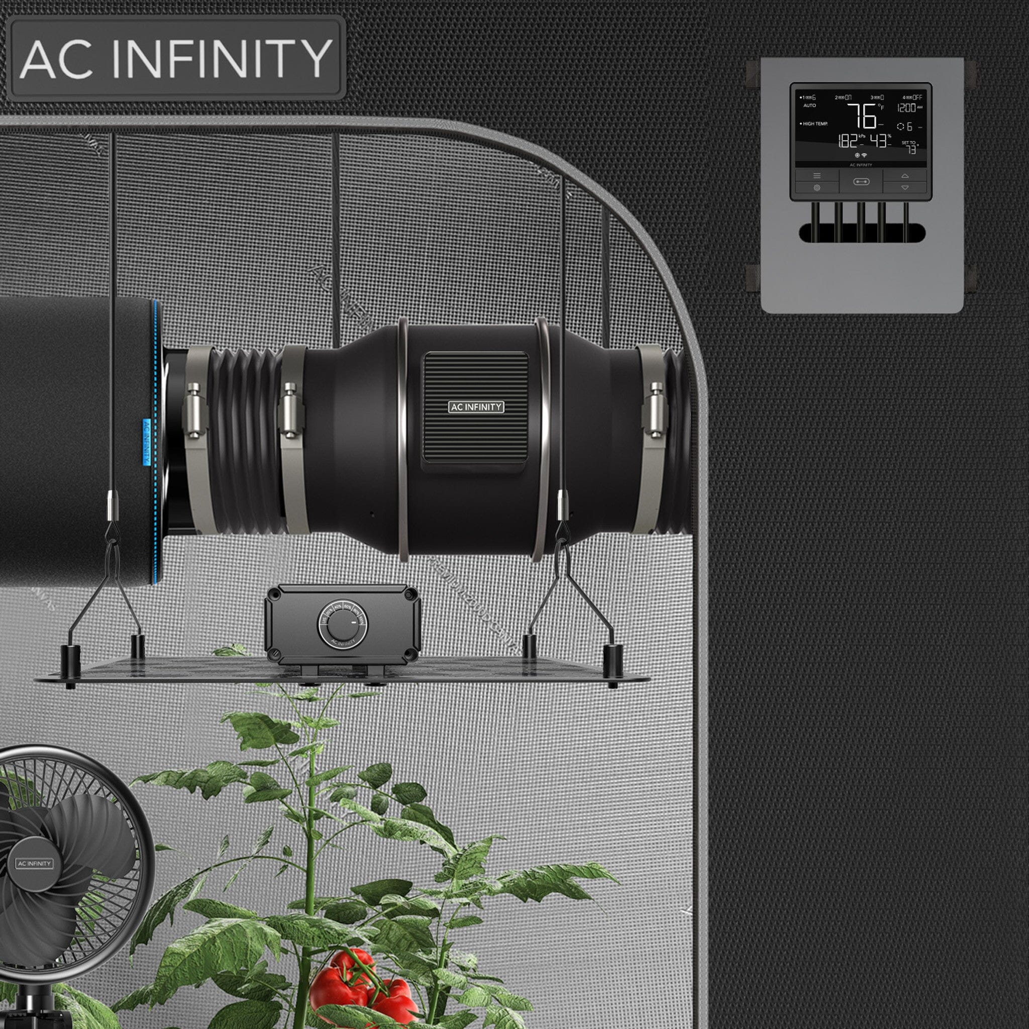 AC Infinity Cloudline PRO T6 Quiet Inline Duct Fan with Controller 69 Pro - 150mm | Energy Efficient Ventilation for Grow Tents, Hydroponics & Home HVAC Systems
