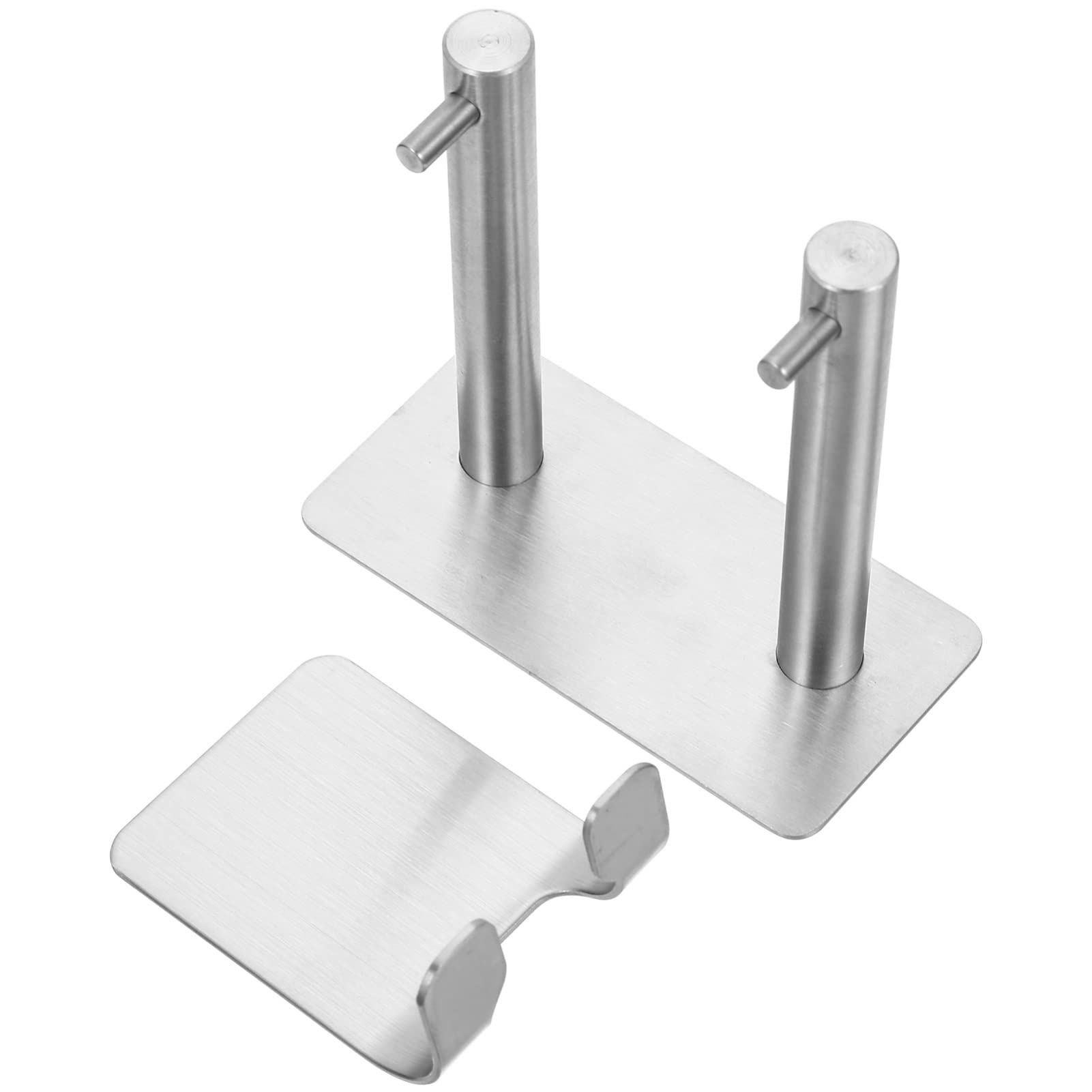 Cabilock 1 Set Stainless Steel Wall Mount Hair Dryer Holder & Towel Hook - 304 Stainless Steel Suction Cup Organizer for Blow Dryer, Curling Iron, Silverware & Kitchen Utensils - Perfect for Bathroom, Salon & Bedroom Organization