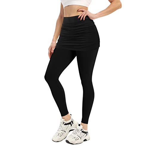 Women's High Waist Yoga Pants with Skirt - MOKINGTOP Workout Leggings for Tennis, Golf, Running & Gym | Comfortable Tights for Yoga, Fitness & Active Lifestyle