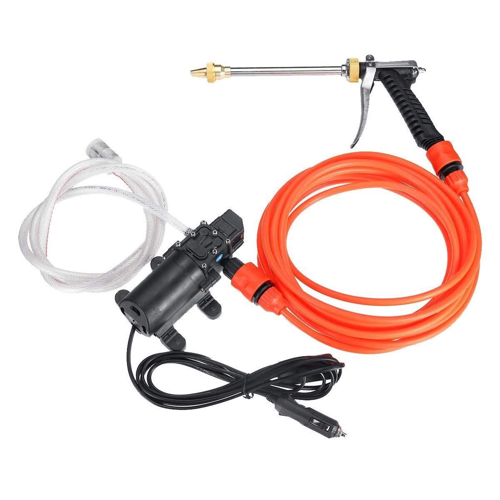 12V High Pressure Electric Car Washer - Portable Water Spray Cleaner with Intelligent Pump for Auto Detailing, Home & Garden Cleaning Kit