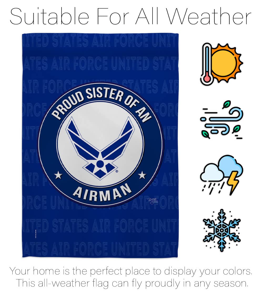 Proud Sister Airman Garden Flag Set - USAF Military Yard Decor for Veterans
