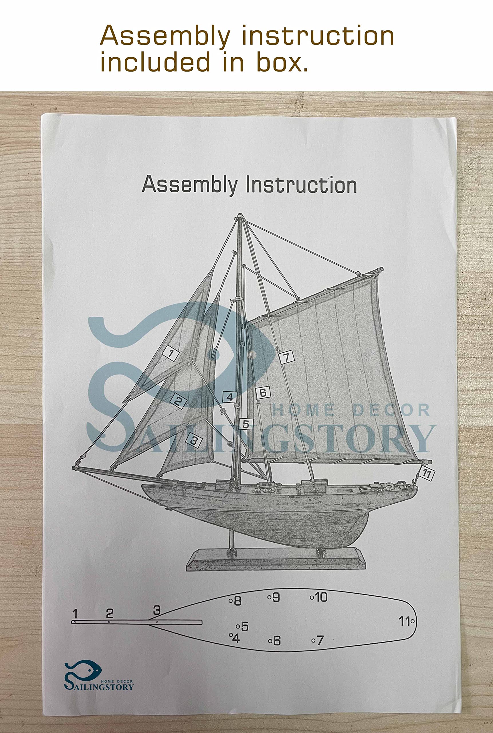 SAILINGSTORY Wooden Sailboat Model - Handcrafted Navy Yacht Decor with Antique Finish | Perfect for Home Office, Nautical Theme Decor & Gift Giving