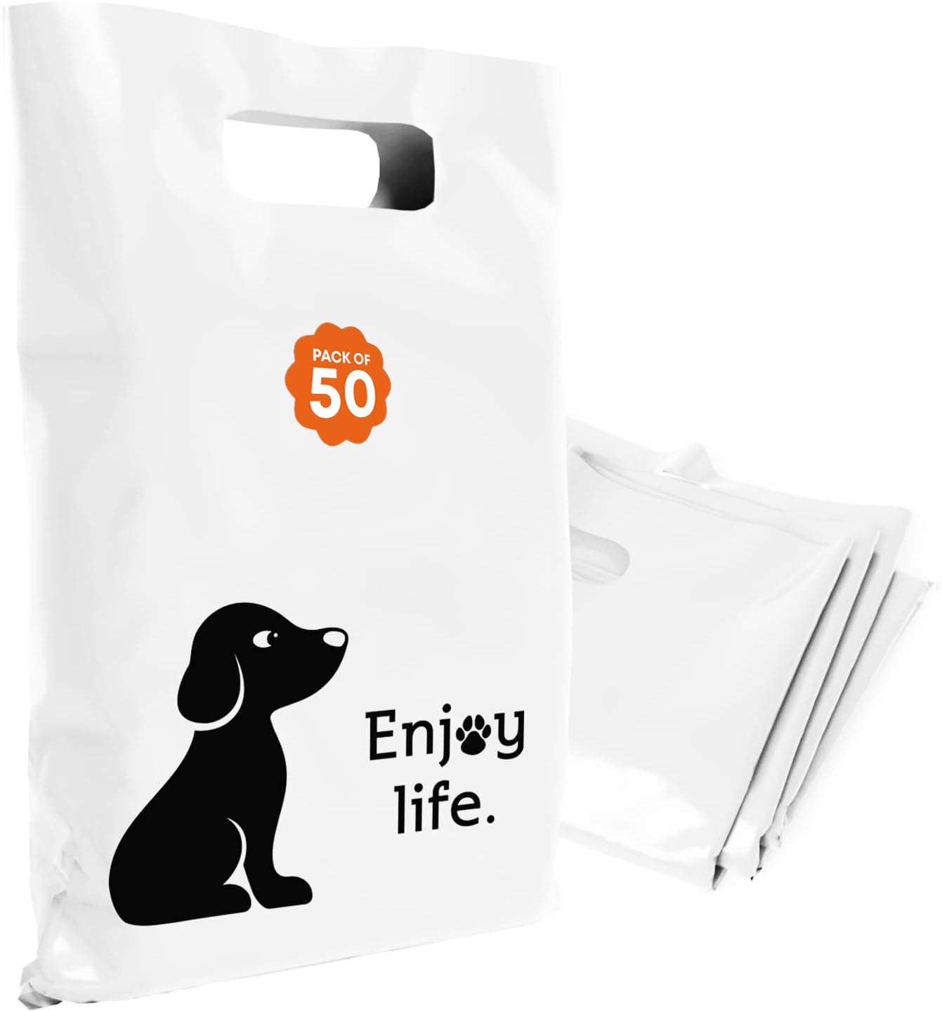 12x15 Plastic Bags with Handles - Durable Die-Cut Retail Shopping Bags for Small Business & Boutique Stores - Perfect for Vendor Events, Tradeshow Supplies & Everyday Shopping - Enjoy Life with Convenient Merchandise Bags