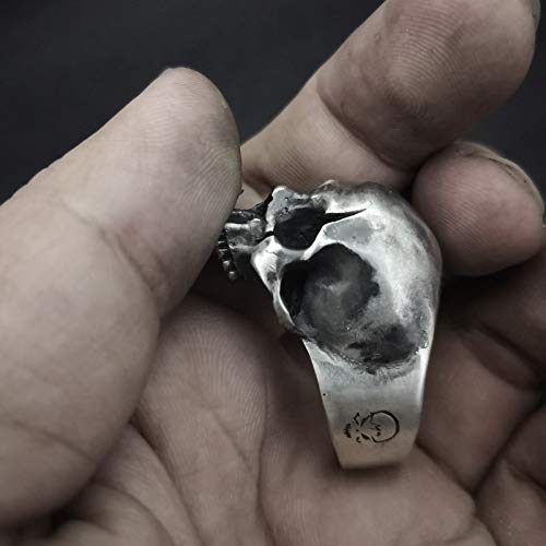 925 Sterling Silver Skull Ring for Men - Gothic Punk Jewelry, Scar No Jaw Design, Perfect Christmas Gift for Him - Ideal for Halloween, Biker Style & Edgy Fashion