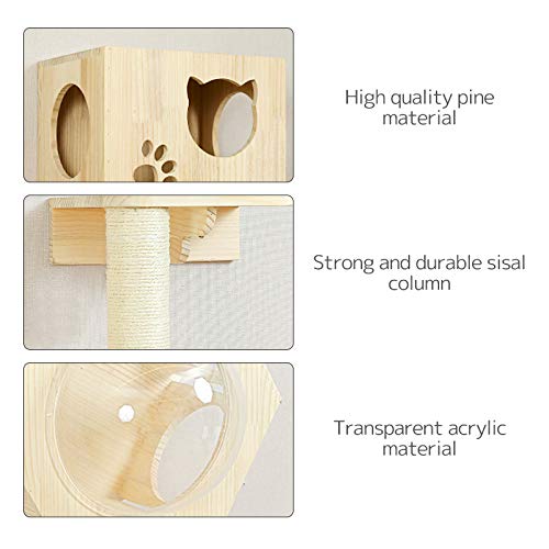 La La Pet® Wall Mounted Cat Bed & Perch - Cozy Cat House, Shelf, Shelter, Steps & Ladder Furniture for Indoor Cats (Moon Design) - Perfect for Small Spaces & Cat Climbing Enrichment