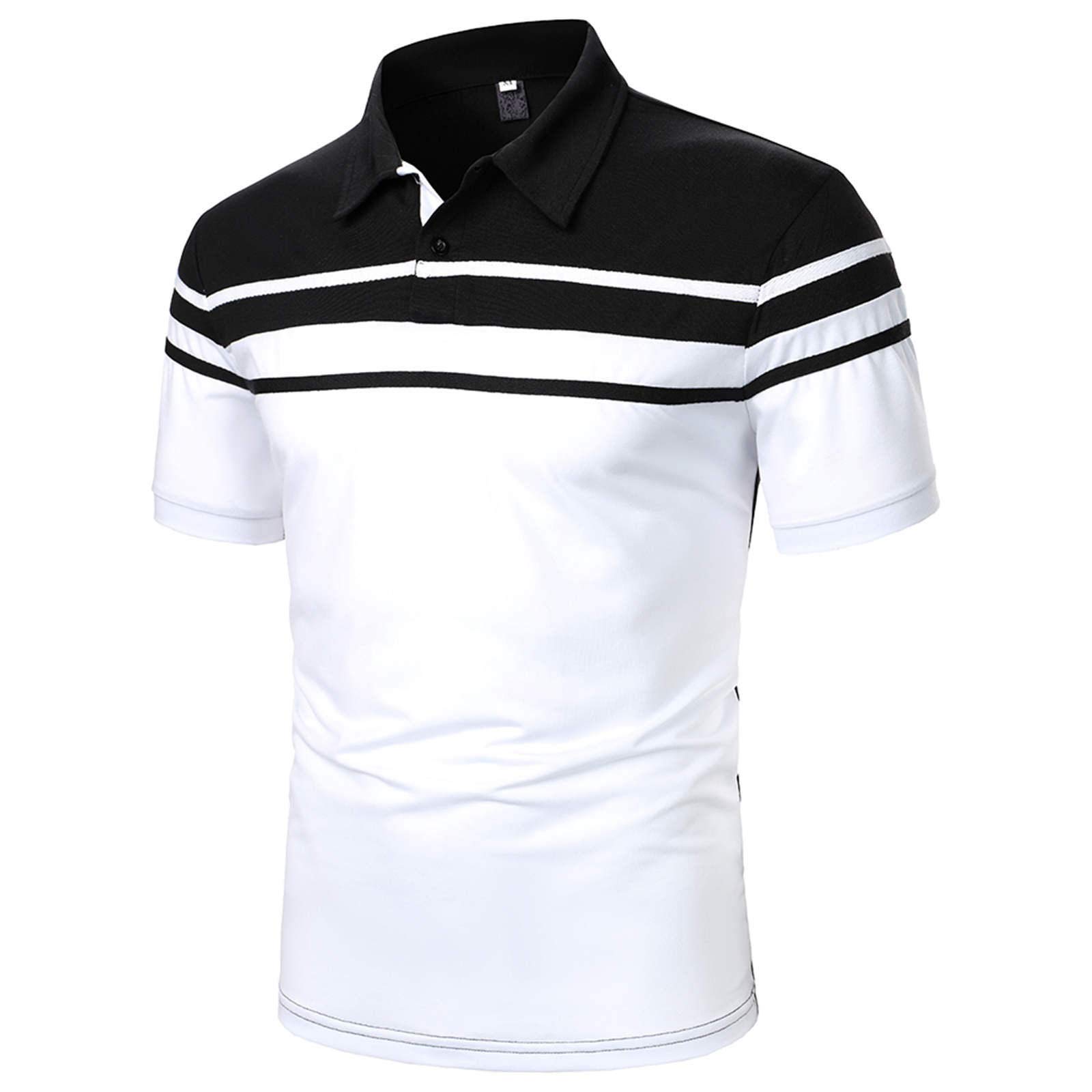 QWENTMTNTY Men's Short Sleeve Graphic Tee - Casual Lapel Shirt with Patchwork Design for Spring & Summer | Perfect for Outdoor Activities, Casual Wear and Daily Fashion