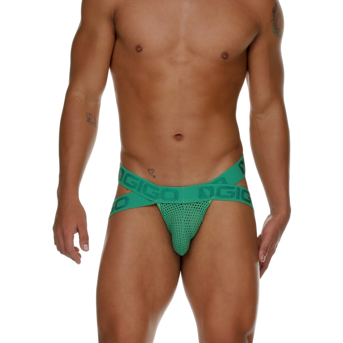 Gigo Morocco Jockstrap for Men - Breathable Mesh Underwear with Comfortable Support - Athletic & Workout Use - Green