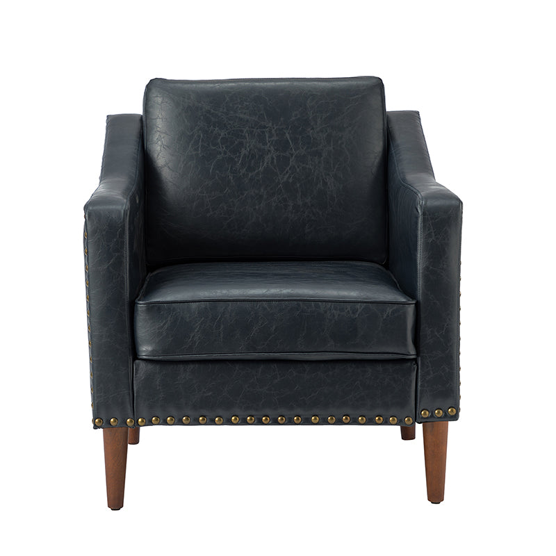 Rafaella Vegan Leather Armchair with Solid Wood Legs - Modern Vegan Leather Lounge Chair with Sturdy Wooden Legs for Living Room, Office, or Reading Nook