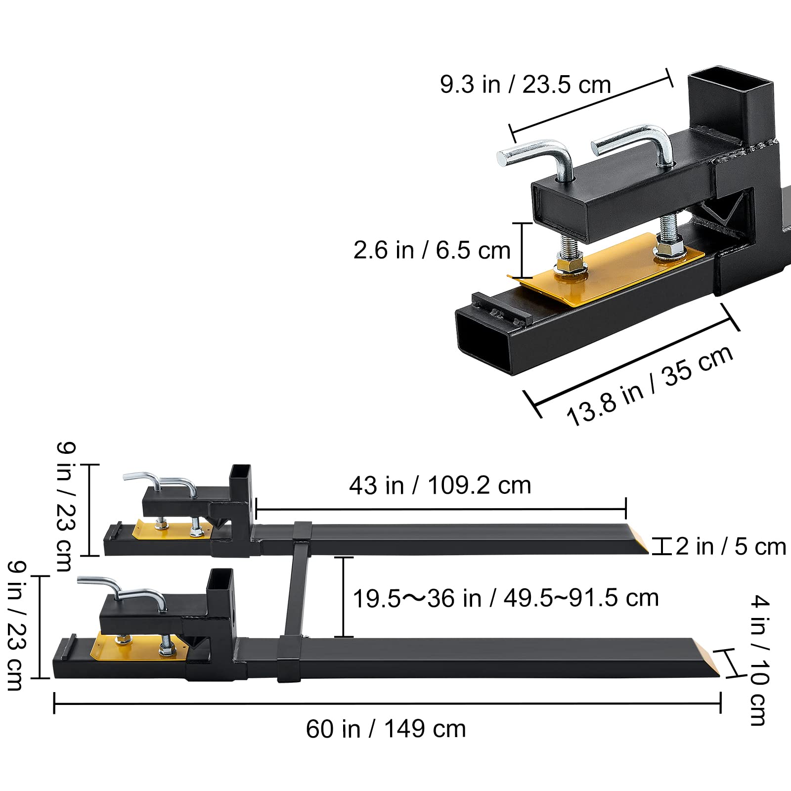 VEVOR 4000 lbs Heavy Duty Clamp-On Pallet Forks - 60