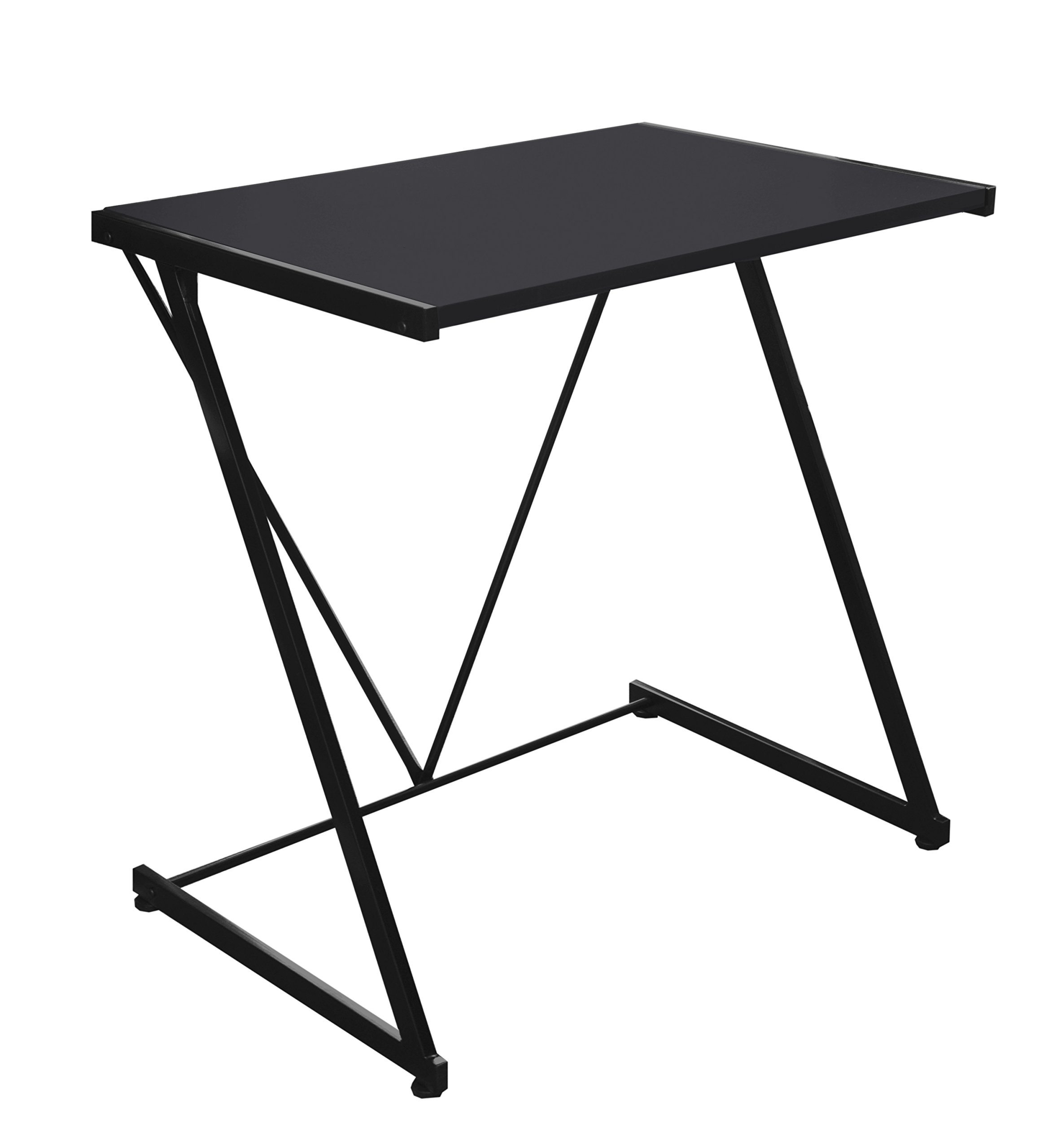 Urban Shop Z-Shaped Student Desk - Black Study Desk for Small Spaces, Home Office & Dorm Room - Ergonomic Writing Table with Compact Design